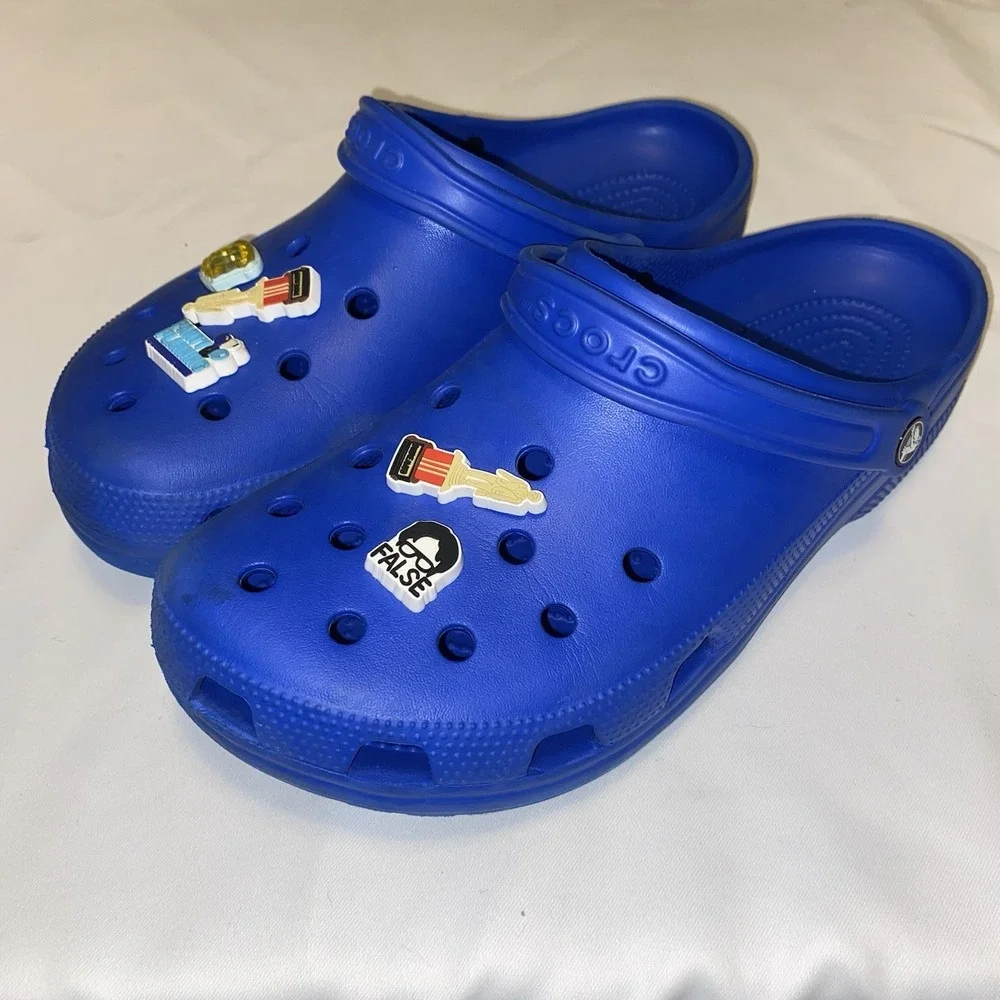 Crocs Royal Blue Men's Size 12 Jibbitz The Office Funny Humor